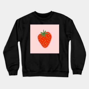 Strawberry illustration in pink background Crewneck Sweatshirt